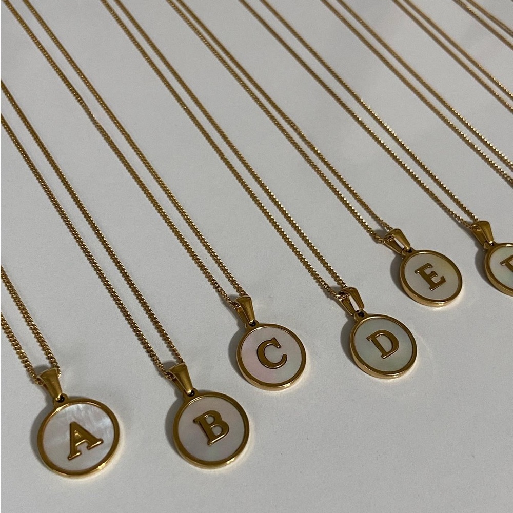 Mother of Pearl Initial Necklaces